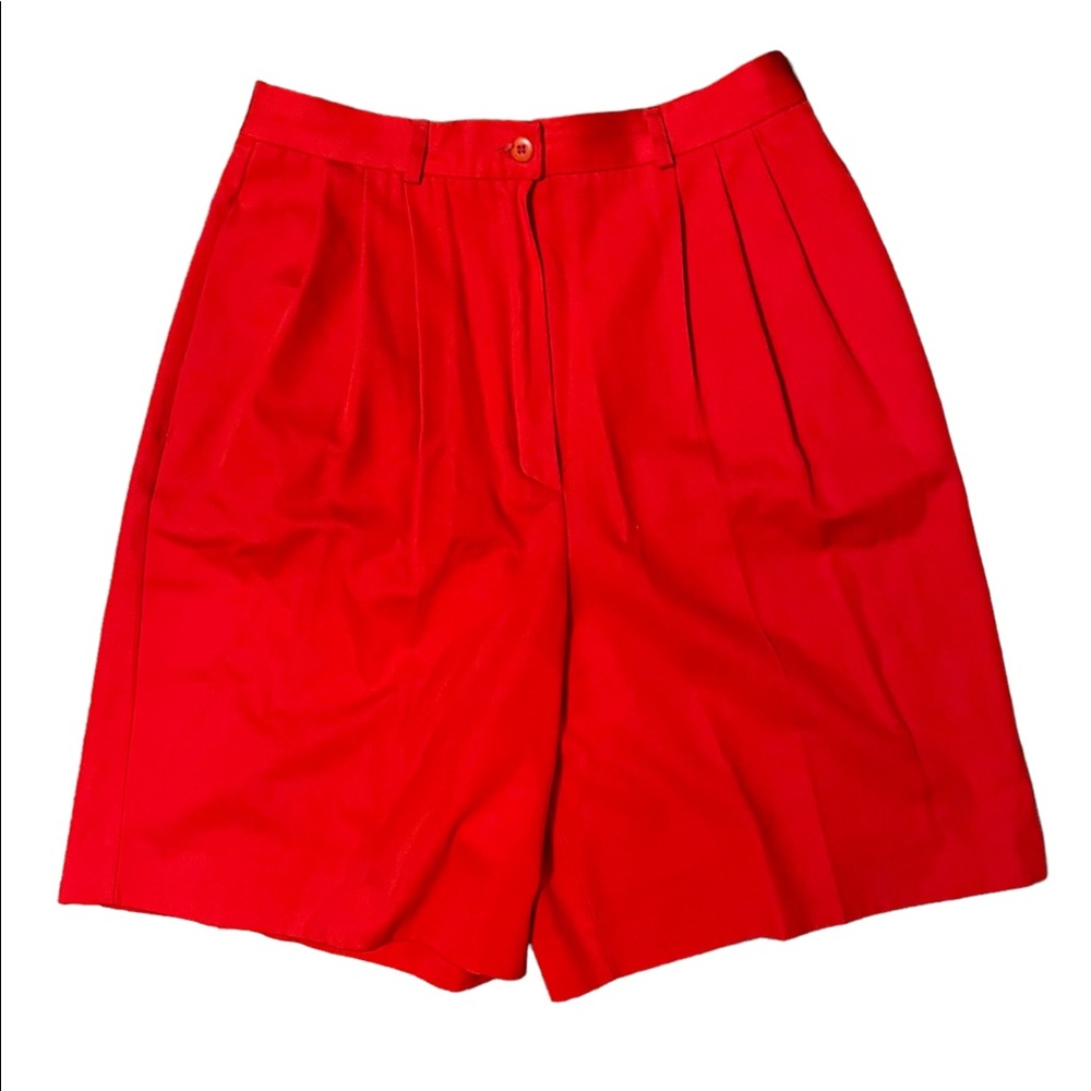 Red high waisted trouser shorts
